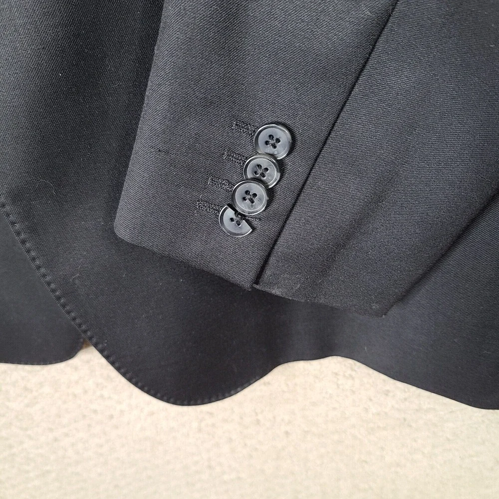 Express Jacket Men 42R Black Fitted Blazer Wool Blend 2 Button Suit Coat Stretch